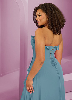 Barbie ♥ Azazie Bridesmaid Dresses Moody Blue A-Line Sweetheart Neckline Chiffon Dress image9