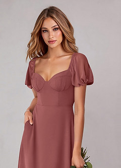 Azazie Fatima Bridesmaid Dresses Amethyst A-Line with Pockets Chiffon Dress image6