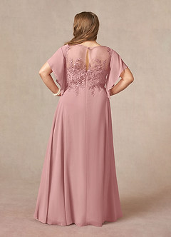 Azazie Faviola Final Sale Dusty Rose A-Line Boatneck sequins Chiffon Dress image8