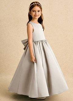 Azazie Daisies Flower Girl Dresses Frost Ball-Gown Bow Matte Satin Dress image6