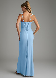 Azazie Asa Bridesmaid Dresses Powder Blue Sheath Corset Chiffon Dress image2