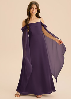 Azazie Moana Junior Linia A Pofałdowany Szyfon Długość podłogi Młodsza druhna Sukienka image6