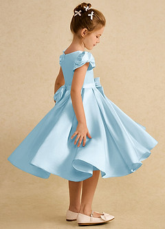 Azazie Pearl Blumenmädchenkleider Ballkleid Plissee Matte Satin Kleid Himmelblau image3