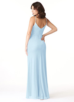 Azazie Deandra Brautjungfernkleider Meerjungfrau-Linie Plissee Gittergewebe Kleid Himmelblau image4