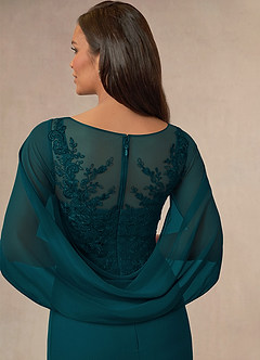 Azazie Hera vestidos de madre de la novia Vestido de Pino de Gasa de Corte En A con Capa de encaje image4