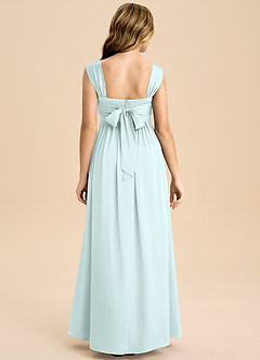Azazie Hattie Junior Sea Glass A-Line Pleated Stretch Satin Dress image2