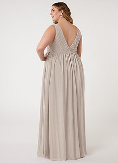 Azazie Ranvie Final Sale Black A-Line V-Neck Pleated Chiffon Dress image6