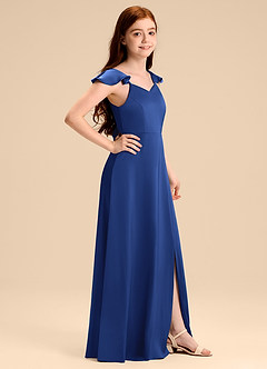 Azazie Everett Junior Klä av A-Line i Stretch Satin Rosett image3