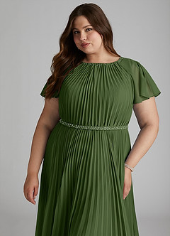 Azazie Kara Modest Bridesmaid Dresses A-Line Pleated Chiffon Floor-Length Dress image15