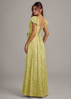 Azazie Aricella Brautjungfernkleider A-Linie Korsett Blumen-Burnout Kleid Zitronensorbet image4