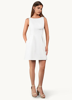 Mignon White Boat Neck Mini Dress image4