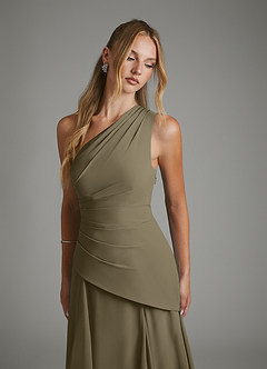 Azazie Holly Bridesmaid Dresses Willow Green A-Line Corset Chiffon Dress image7