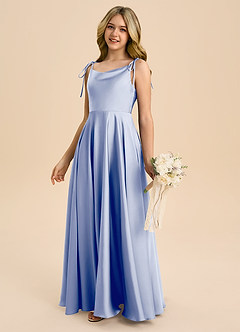 Azazie Popsy Junior Ice A-Line Bow Stretch Satin Dress image7