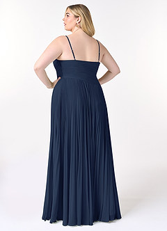 Azazie Vini Bridesmaid Dresses Dark Navy A-Line V-Neck Pleated Chiffon Dress image8