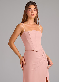 Azazie Jenine Bridesmaid Dresses Rosette Mermaid Strapless Chiffon Dress image2