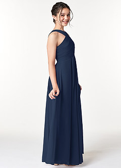 Azazie Kaleigh Junior Dark Navy A-Line Pleated Chiffon Dress image5