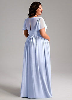 Azazie Verna vestidos de dama de honor de maternidad Vestido de Corte En A Cuello en V fruncido Hasta el suelo Gasa image8