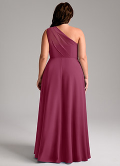 Azazie Phaedra Bridesmaid Dresses Mulberry A-Line One Shoulder Chiffon Dress image8