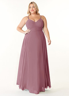 Azazie Janine Bridesmaid Dresses Vintage Mauve A-Line V-Neck Chiffon Dress image6