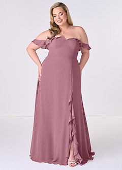Barbie ♥ Azazie Brudtärnklänningar Klänning av A-Line i Chiffong Av axeln Vintage Mauve Konvertibel image6