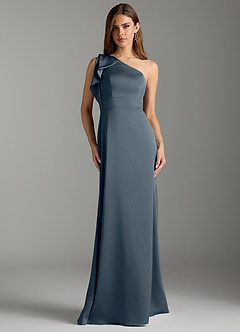 Azazie Rinna Bridesmaid Dresses Twilight Mermaid Ruched Stretch Satin Dress image1
