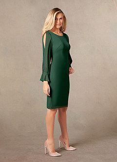Azazie London Mother of the Bride Dresses Dark Green Sheath Mesh Dress image6