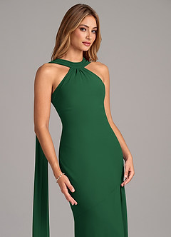 Azazie Kinsley Vestidos de damas de honor Vestido de Verde Oscuro de Gasa de Corte Sirena con Plisado image7