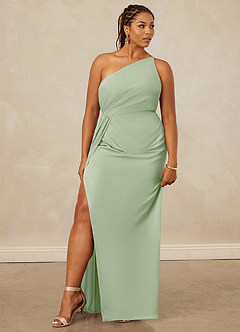 Christian Siriano Bridal for Azazie 1003 Bridesmaid Dresses Dusty Sage Sheath One Shoulder Chiffon Dress image11