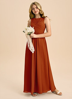 Azazie Skyla Junior A-Linie Plissee Chiffon Kleid Paprika image5