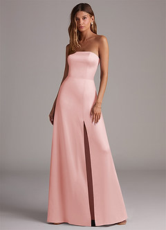 Azazie Wren At-home Try On Dresses Black A-Line Strapless Stretch Satin Convertible Dress image1