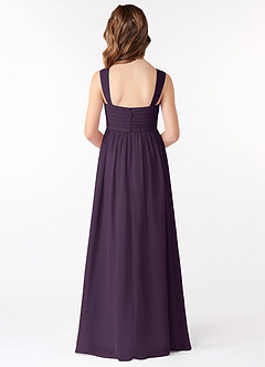 Azazie Evie Junior Plum A-Line Pleated Chiffon Dress image3