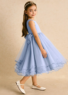 Azazie Lass Flower Girl Dresses Ice A-Line Bow Tulle Dress image4