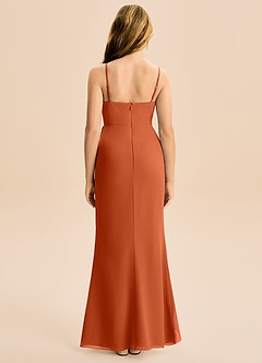 Azazie Buzzy Junior Burnt Orange Sheath Pleated Chiffon Dress image5