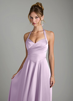 Azazie Tenaya At-home Try On Dresses Dusty Sage A-Line Sweetheart Neckline Stretch Satin Dress image3