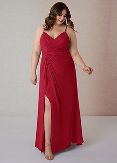 Azazie Emerald Final Sale Scarlet A-Line Ruffled Chiffon Dress image7
