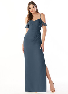 Azazie Emeralda Bridesmaid Dresses Neptune Sheath Off the Shoulder Chiffon Dress image3