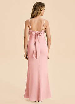 Azazie Mia Junior Powder Pink Mermaid Pleated Stretch Satin Dress image2