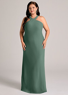 Azazie Doretta Bridesmaid Dresses Sea Moss Mermaid Pleated Chiffon Dress image6
