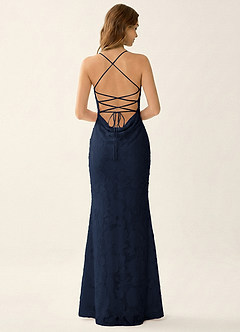 Natasha Navy Jacquard Corset Mermaid Prom Dress image2