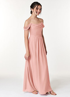 Azazie Alivia Junior Rosette A-Line Off the Shoulder Chiffon Dress image3