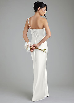 Azazie Sabrina Bridesmaid Dresses White Mermaid Corset Stretch Satin Dress image2