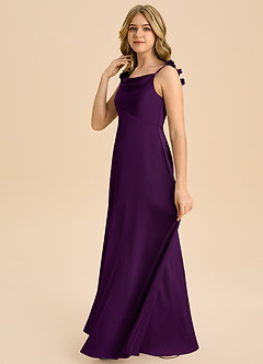 Azazie Gumdrop Junior Empire Plissee Stretch-Satin Kleid Traube image5