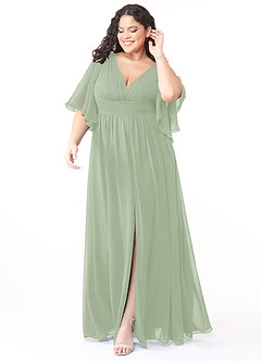 Azazie Temeka Bridesmaid Dresses Dusty Sage A-Line Ruched Chiffon Dress image7