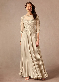 Azazie Corinne Kleider für die Brautmutter A-Linie Pailletten Chiffon Kleid Champagner image1