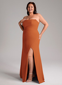Azazie Leonis Bridesmaid Dresses Cinnamon Sheath Strapless Chiffon Convertible Dress image13