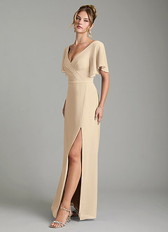 Azazie Ambrosia Robes de demoiselle d'honneur Robe Trapèze en Mousseline de soie Plissée Champagne image4