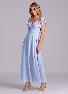 Azazie Leilani Robes de demoiselle d'honneur Robe Trapèze en Mousseline de soie Rayé Eis image4