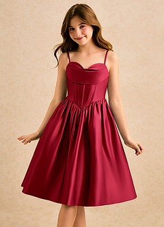 Azazie Shona Girls Formal Vente finale Robe Trapèze en Mat Satiné Encolure en Forme de Cœur Blushing Pink image3