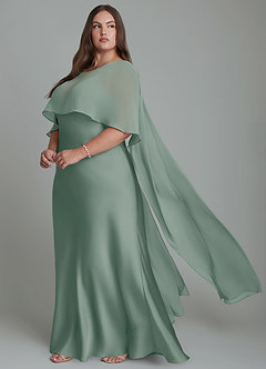 Azazie Stefania Robes de demoiselle d'honneur Robe Trapèze en Satin extensible Sauge D'argent image10