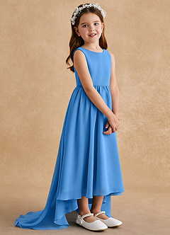 Azazie Pip Flower Girl Dresses Blue Jay A-Line Sleeveless Chiffon Dress image2